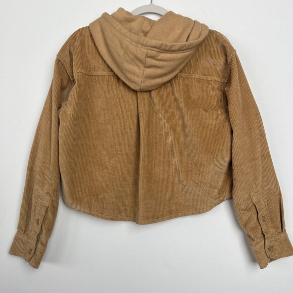 American Eagle Cropped Corduroy Button-Up Shirt Jacket Womens Size Medium Preppy - Picture 10 of 13